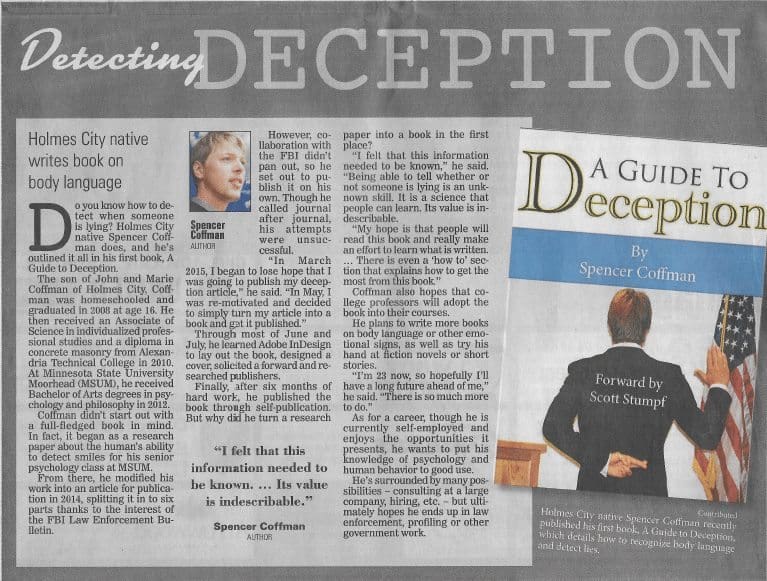 Spencer Coffman Alexandria Echo Press - Detecting Deception - October 2, 2015 - PDF