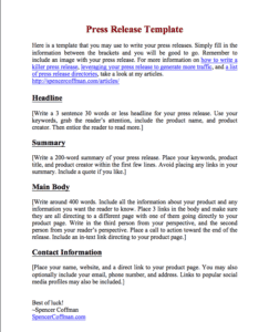 free press release template spencer coffman